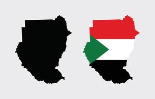 Sudan Map. Map of Sudan with National Flag. vector