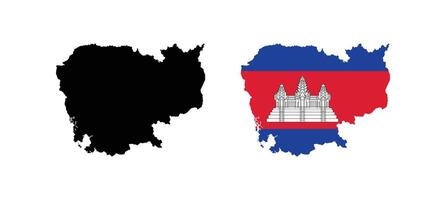 Cambodia Map. Map of Cambodia with National Flag. vector