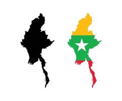 Myanmar Map. Map of Myanmar with National Flag. vector