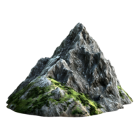A 3D model of a mountain isolated on a transparent background png