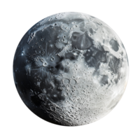 Full moon in 3d floating on a seamless transparent background png