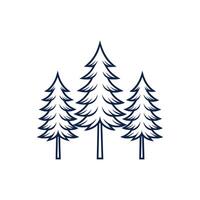 Pine trees icon, line style, illustration vector