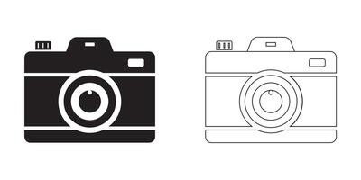 Flat Camera With Line Art Illustration vector