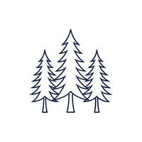 Pine trees line icon, illustration, isolated on white background vector