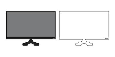 Monitor icon with line art vector