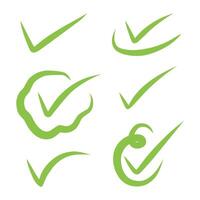 Green check mark icon set isolated on white background. vector