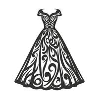 Vintage Bridal Attire with Complementary Accessories vector