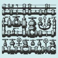 Assorted Water Pipes in Flat Style vector