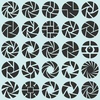 A set of black and white circular shapes vector