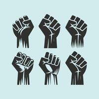 Set of black clenched fists illustration vector