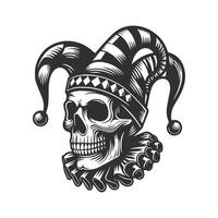 Skull Illustration with Jester Hat vector
