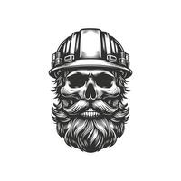 Skull with Classic Miner Helmet vector