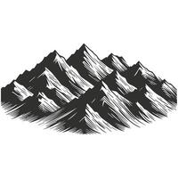 Retro Mountain Scene in Black and White vector