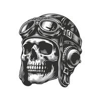 Skull in the pilot helmet. vector