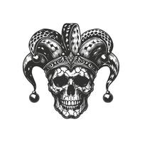 Skull in jester hat. vector