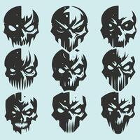 Skulls Displayed in Multiple Positions vector