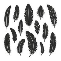 Feathers silhouette set vector