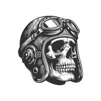 Skull in Retro Pilot Helmet vector