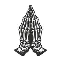Skeleton Praying Hands in Retro Style vector