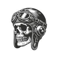 Skull Dressed in Pilot Helmet vector