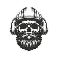 Skull in the miner helmet. vector