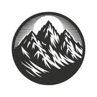 Retro Mountain Design in Monochrome vector