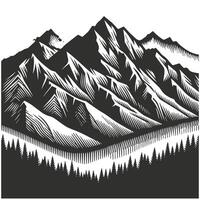 Old Fashioned Mountain Design in Monochrome vector