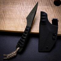 Handmade kiridashi knife Japanese style on a black background photo