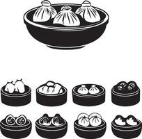 Fast food dim sum silhouette vector