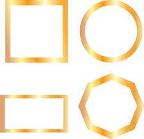round square and polygonal photo or text frames are made in a golden color gradient. illustration vector