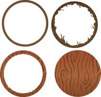 a set of round wooden frames for avatars and social media inserts. illustration frames for your text photo or other data including the component wood products or something related to the forest vector