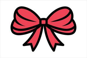 A red bow with a black ribbon on it vector