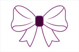 A purple bow with a purple stone on it vector