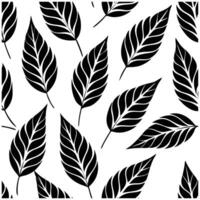 Black and white leaves pattern vector