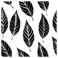 A black and white pattern of leaves vector