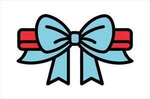A blue and red bow with a red ribbon vector