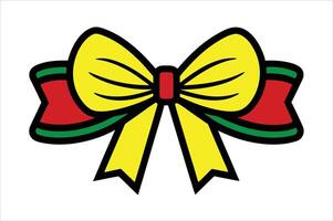 A red and green bow with a red ribbon vector