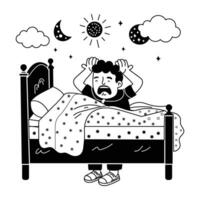 Nighttime reading illustration on hand drawn style vector