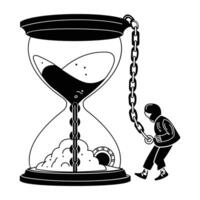 A hand drawn illustration of a person wants to stop time vector