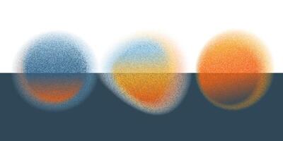 Abstract gradient circle blobs set. Grainy watercolor blend circle form shape isolated on transparent background. Vibrant color blending design template vector
