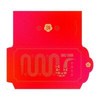 Chinese new year 2025 lucky money pocket for the year of the Snake. Modern red envelope for presents. Translation - happy new year, the Snake. template vector