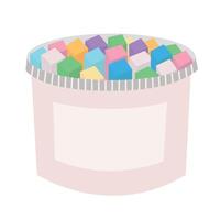 Plastic bucket with chalks for asphalt flat illustration vector