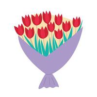 Tulip flowers bouquet flat illustration vector