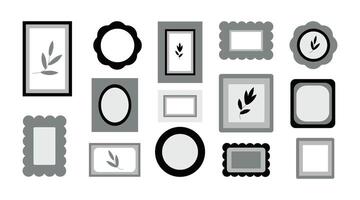 Retro photo frames, backgrounds. Set of different photos. Photo frame template for nostalgic album. Place for text, illustration. vector