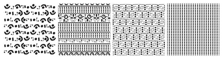 Set of dots doodle circle black seamless patterns on white background. simple hand drawn fabric print vector