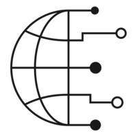 A black and white globe with a line connecting it vector