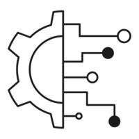 A black and white image of a gear wheel vector