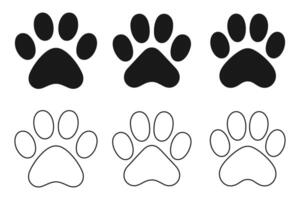 Paw Print Icon Set. Paw Print Silhouette Collection vector