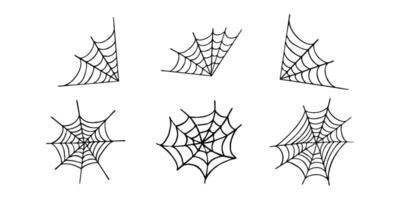 Spiderweb set. Cobweb, Spiderweb icons collection. Black mesh patterns with halloween party ornament. Sticky trap of intertwining dangerous lines ilustration vector