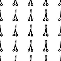 Scissor seamless pattern. Hand drawn professional pair of scissors cutting hair. Craft and scissoring. print on white background vector